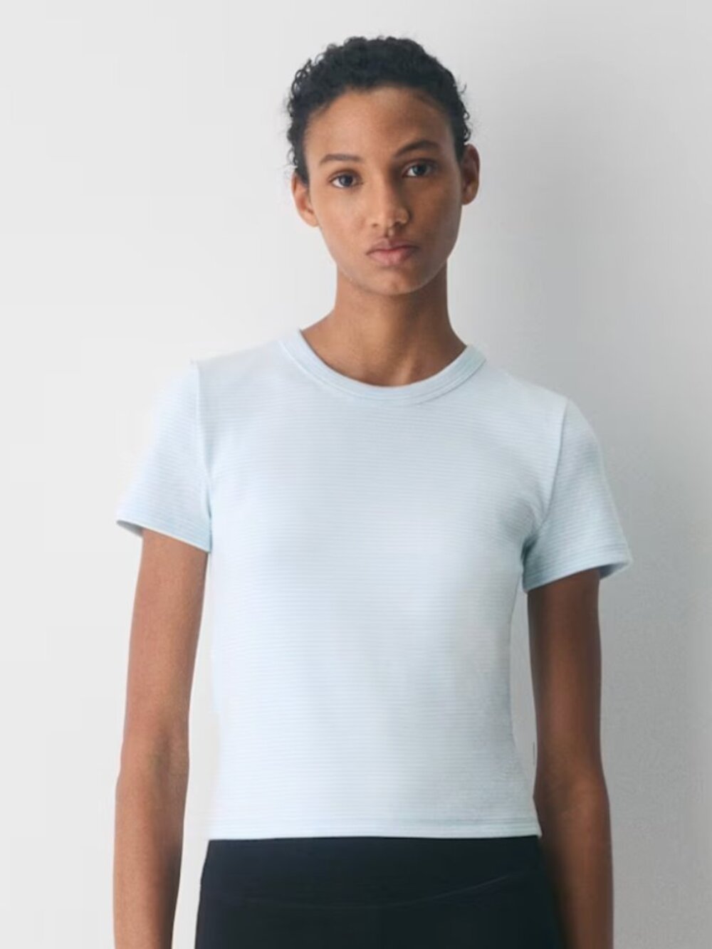 Aritzia Light Blue Stripes Short Sleeve Tee